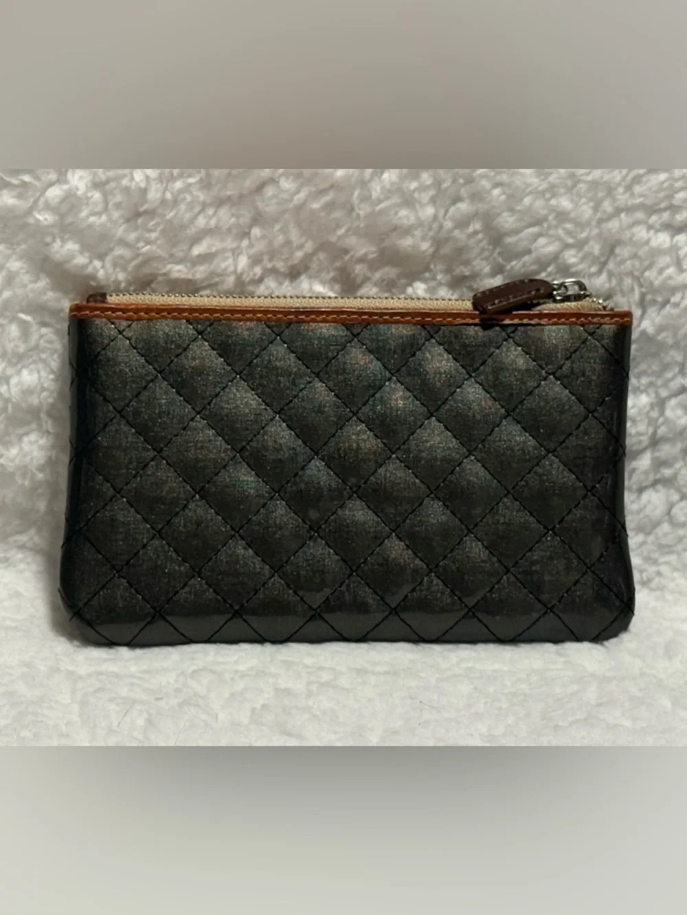 Consuela Candy Crush Quilted Gray Slim Wallet with Tan Trim - Picture 2 of 3